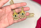 Matte finishing leaf peacock design with Green stone (choker)Necklace