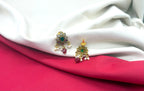 Kempu jadau Flower design dangling Red stone drop Earring