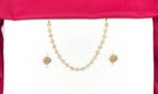 Matte finish cubic zirconia floral-patterned Short Necklace