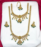 Matte finishing floral design with Green Beads combo-set