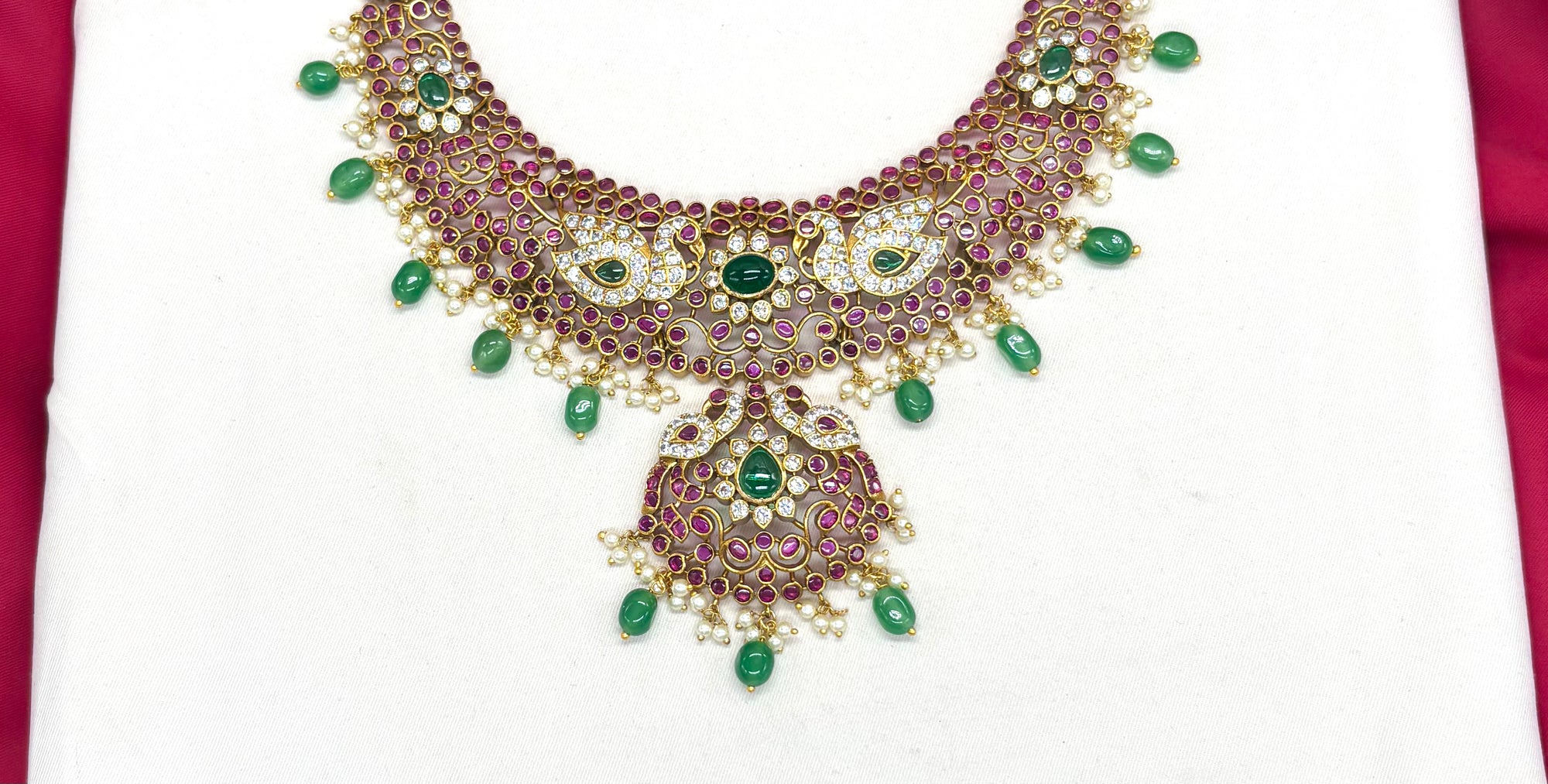 Premium Jadau kundan peacock design Short Necklace
