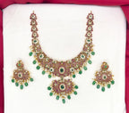 Premium Jadau kundan Floral design Short Necklace