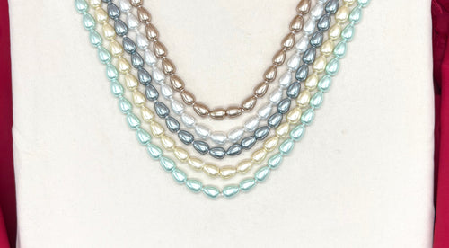 5-layer multi-color drop pearl mala crafted using premium Indian glass pearls in beautiful multi-tone shades