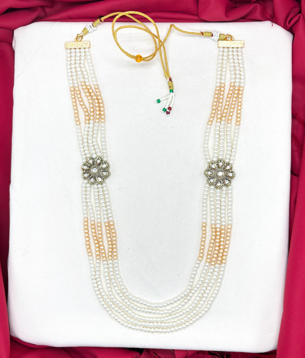 multi-layered pearl with flowers Locket Ethnic Mala for unisex