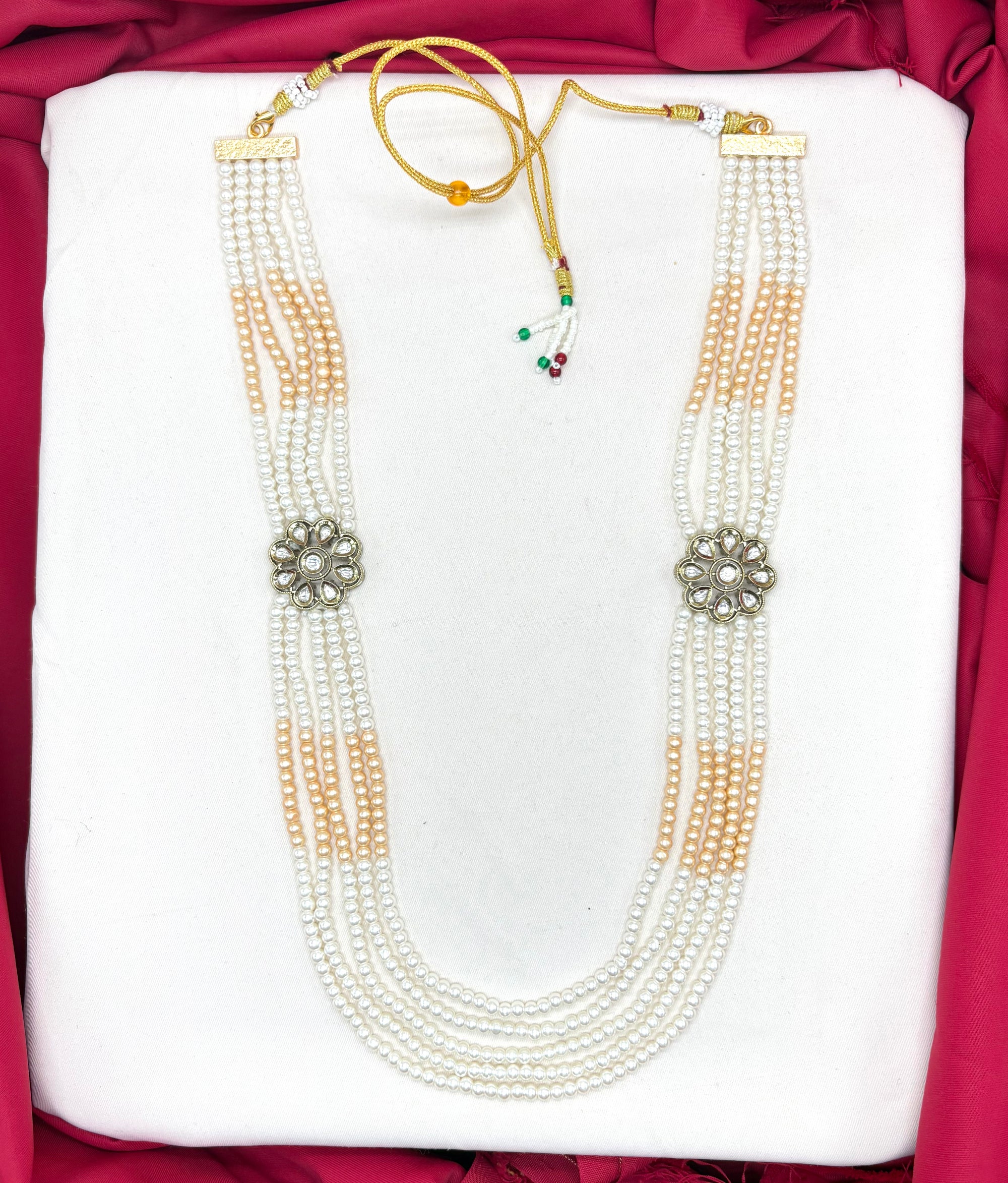 multi-layered pearl with flowers Locket Ethnic Mala for unisex