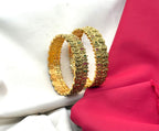 Matte finish Ruby & Coin Lakshmi Premium Bangle - Set of 2