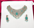 Victorian finishing uncut diamond with sea green stones (Choker)Necklace