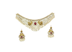 Matte finishing leaf peacock design with Red stone (choker)Necklace