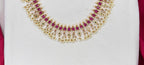 Premium matte finish Peacock design with flower finish Pink Stones Short Necklace