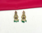 Nakshi Finishing floral design with Green Beads Short Necklace