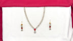 Victorian finishing floral design American Diamonds with Red Stone Short Necklace