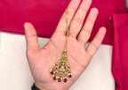 Matte finishing American Diamonds Lord Lakshmi Red Beads Maang Tikka