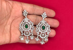 Ad Stones Silver Detachable With Green stones Long Haram
