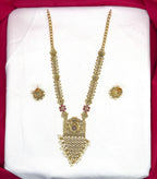 Premium Nakshi finishing floral design with with Beautifully finish white pearls Long Haram Necklace