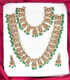 Jadau Kundan Green stones with  white pearls Combo-Set