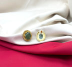 Vintage Mint-Green Moissanite Stone carved gold-tone clip-on earring