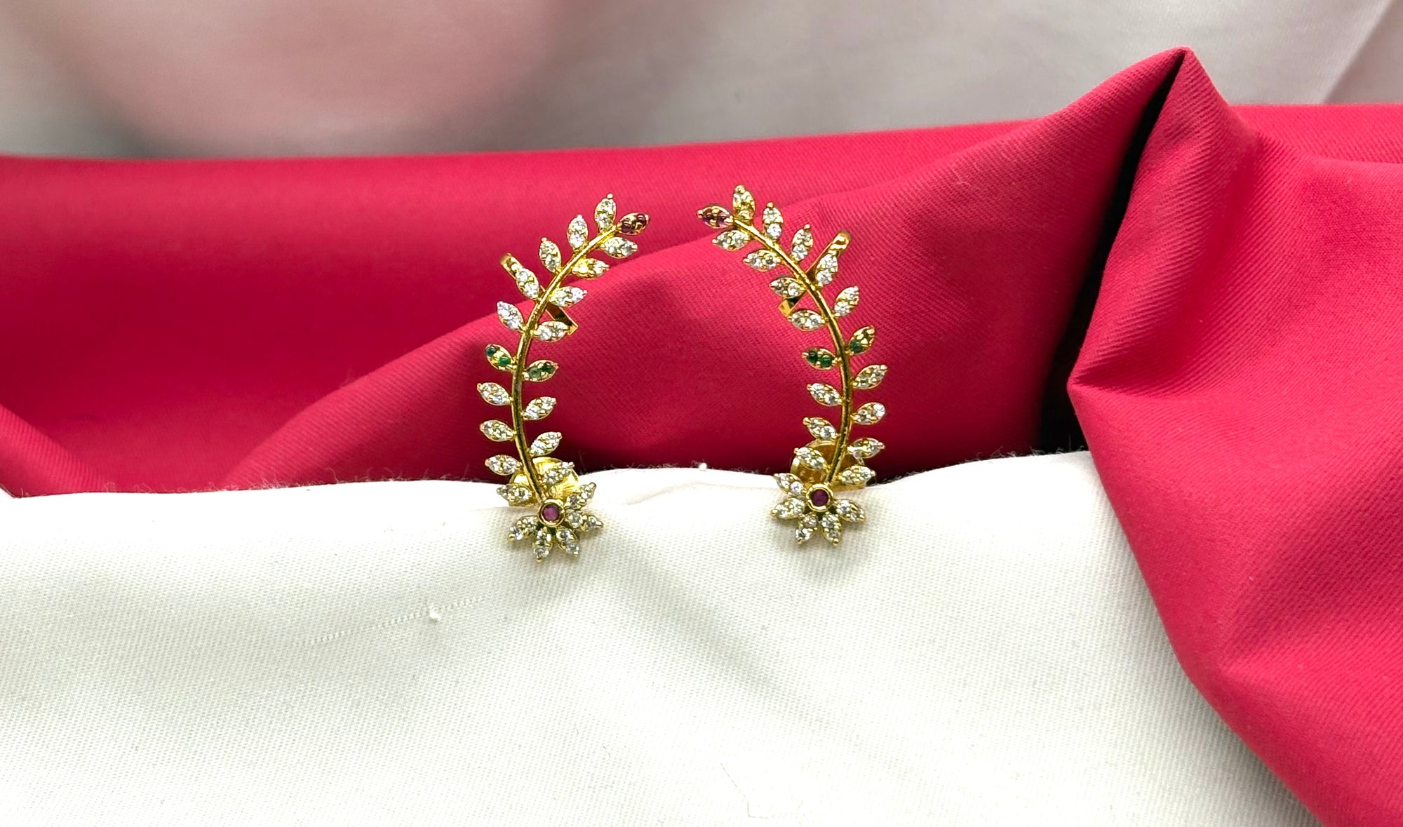 Matte finishing American stones leaf design Earrings