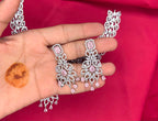 Sliver finishing American Diamond baby-pink stones leaf design stones Necklace