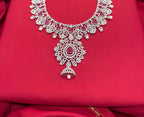 Ad Stones Silver Detachable With Pink stones Long Haram