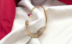 panchaloham Pink stone open-front cuff Kada