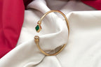 panchaloham Green stone open-front cuff Kada