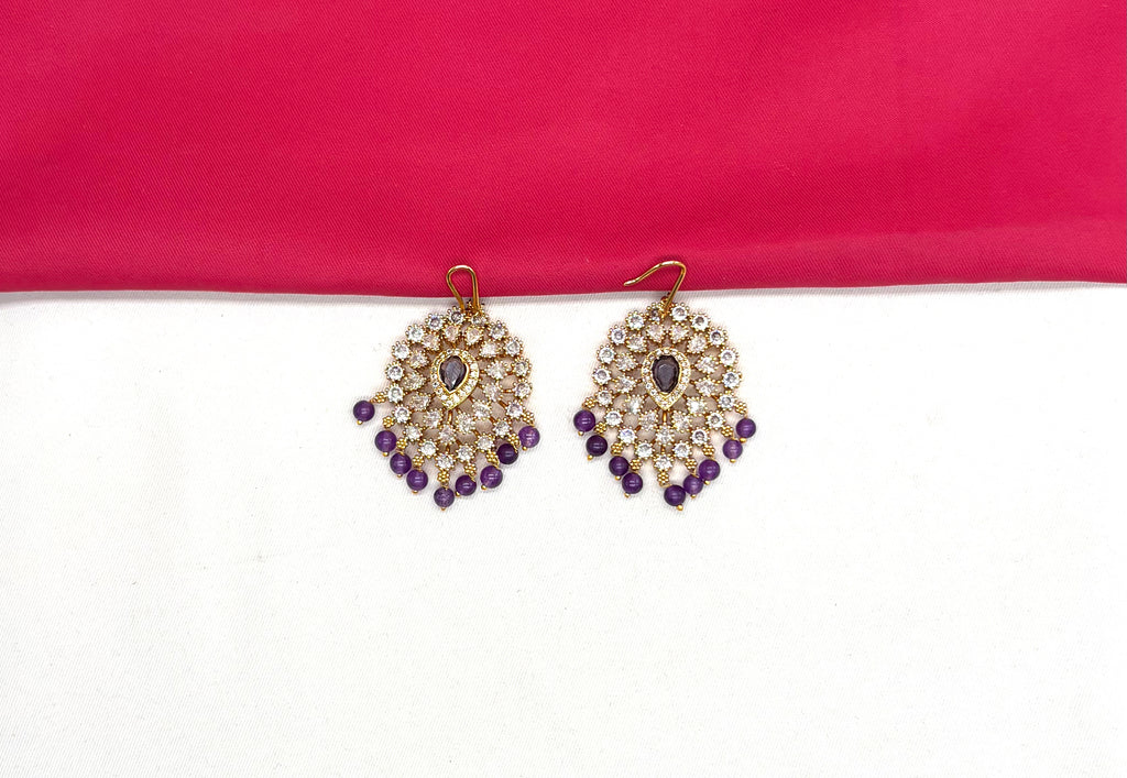 Matte finishing American Diamonds with Purple Onxy Beads Locket