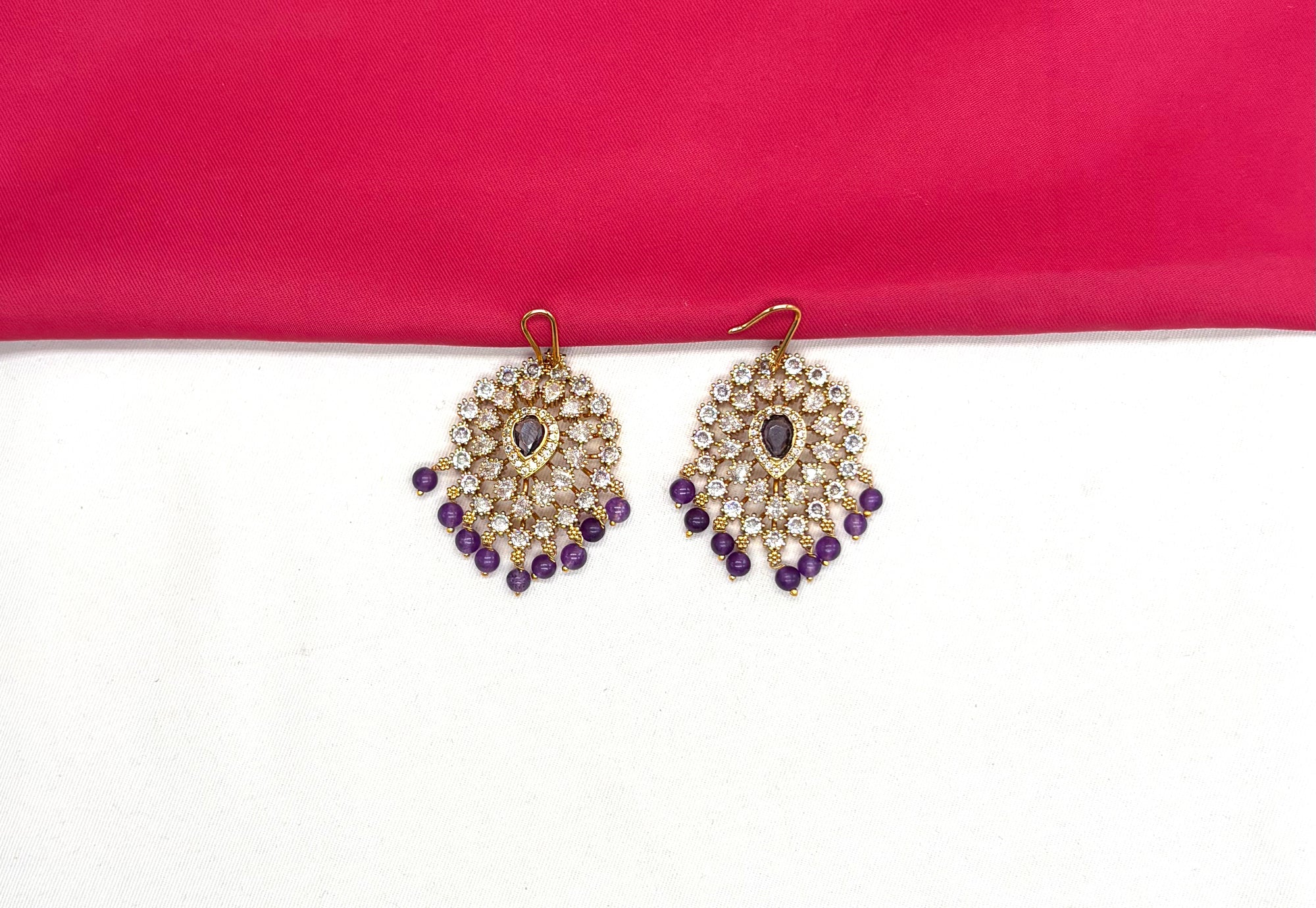 Matte finishing American Diamonds with Purple Onxy Beads Locket