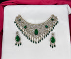 Victorian finishing uncut diamond with Green stones (Choker)Necklace
