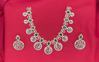 Premium GJ Polishing Butto mala Peacock design with Green stones Short Necklace