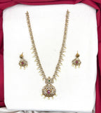 Matte finishing American Diamonds with ovals shape Long Haram Necklace