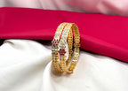 Pure panchaloham with Red stones flower design with American Diamond Bangles