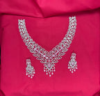 Sliver finishing American Diamond baby-pink stones leaf design stones Necklace