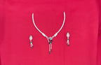 Silver American Diamonds stones deep Multi-stone teardrop and floral-shaped stones Short Necklace