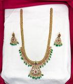Matte finishing peacock design with Green beads Mango Long Haram