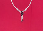 Silver American Diamonds stones deep purple teardrop and floral-shaped stones Short Necklace
