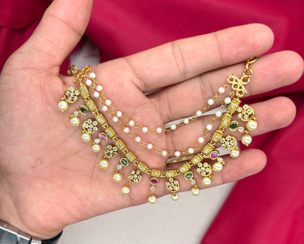 Matte finishing Beautifully multi stone’s champaswaralu