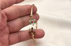 Adjustable Panchaloha kada floral design with white and Green stones