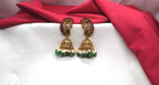 Jadau Kundan with Green Beads Jhumkas Earring