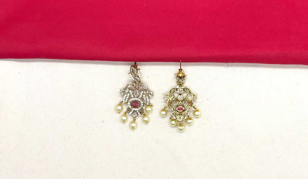 Victorian finishing peacock design with Red stone Kanti Short Necklace