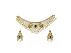 Matte finishing leaf peacock design with Green stone (choker)Necklace