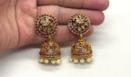 Matte finishing jalebi With green  pendent Peacock Combo-Set