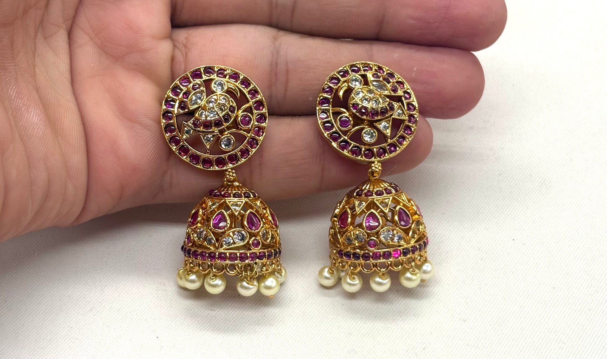 Matte finishing jalebi With green  pendent Peacock Combo-Set