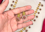 Matte finishing flower design with lord Lakshmi long (haram)Necklace