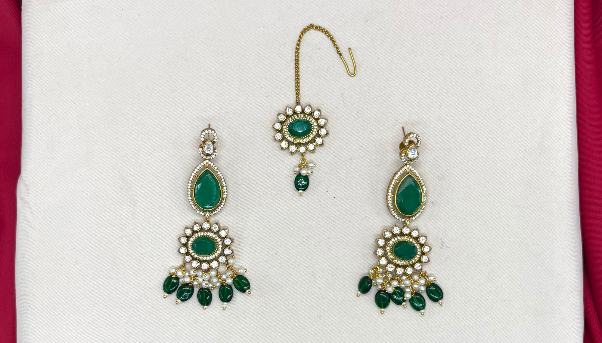 Emerald Multi Layer Green Moissanite Stones Heavy-Set Necklace