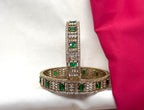 Victorian finishing American Stones with Green stones Bangle