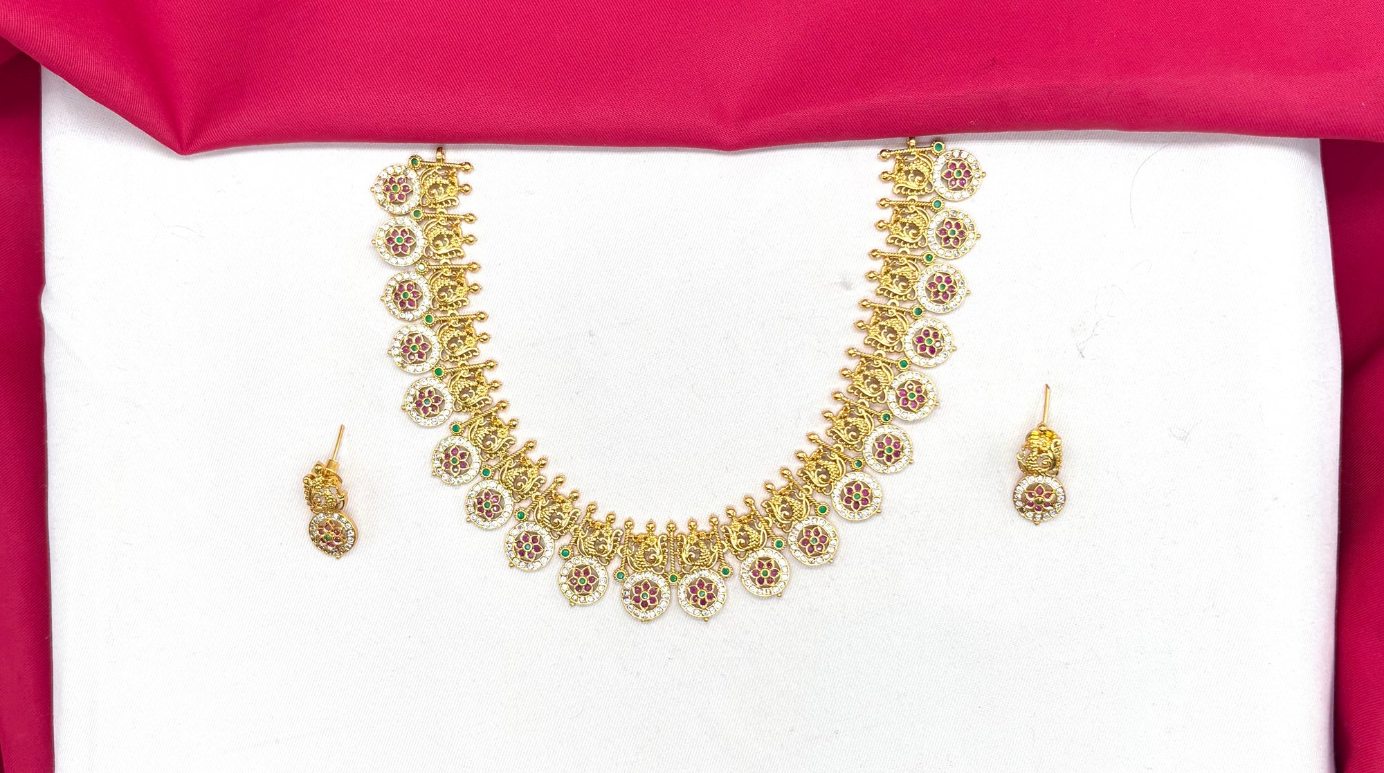 Matte finishing American Diamonds short Bottumala Necklace