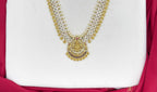 Matte finishing lord Lakshmi leaf with Ad stones Long Haram