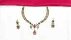 Victorian finishing peacock design with Red stones Short Necklace