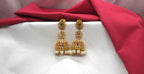 Matte finishing American Diamonds with white pearls Jhumkas Earring