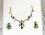 Victorian Kanti with Green stone Short necklace